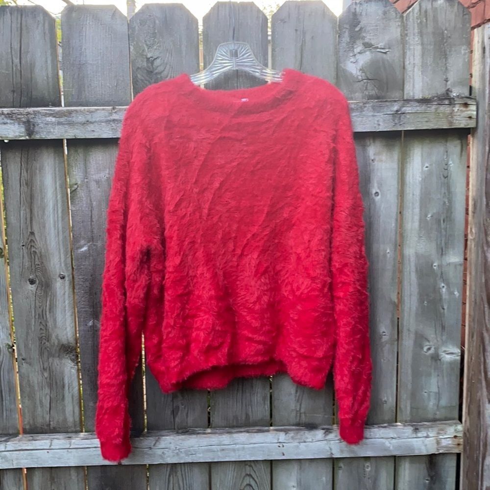 Time and Tru red fuzzy sweater sz. L